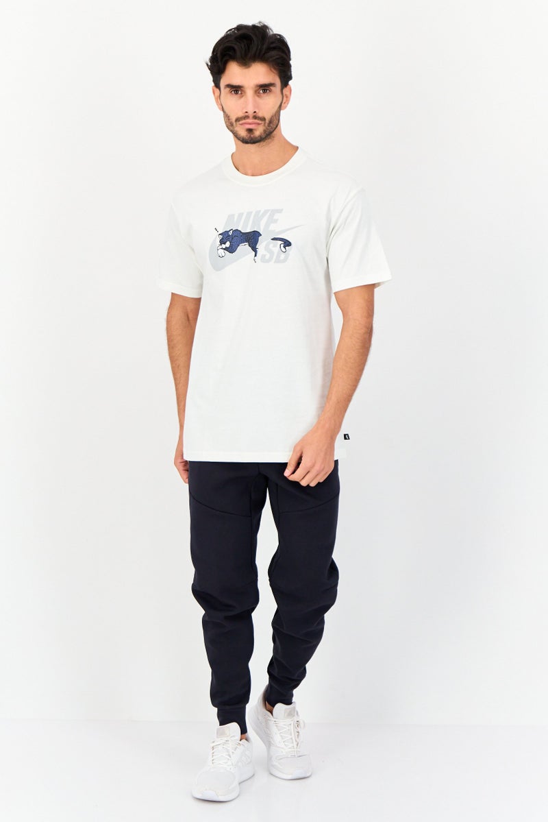 Nike تي شيرتات رياضية للرجال بأكمام قصيرة، خارجية، لون أبيض مائل إلى البيج - Image 4